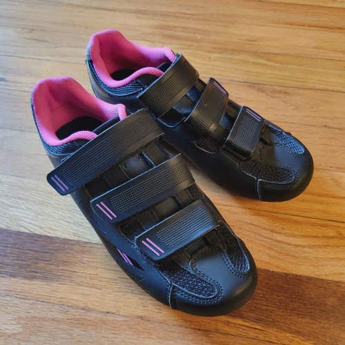 Tommaso Womens Pista 100 Road Cycling Shoes Black Pink US 7.5 / EU 38