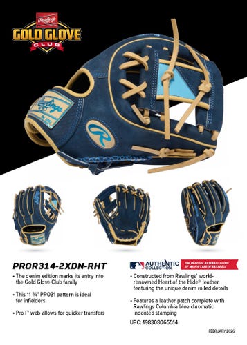 New February 2026 GOTM Rawlings RH Infield Heart of the Hide Baseball Glove 11.75"