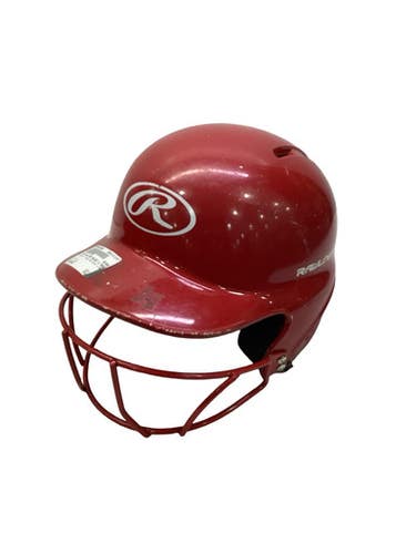 Used Rawlings RED HELMET W MASK Batting Helmet w/Mask Red One Size 11347-S000264899