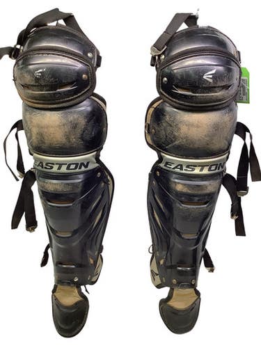 Used Easton GAMETIME AGE 15+ SHINGUARDS Catchers Leg Guards Black Adult 11347-S000264860