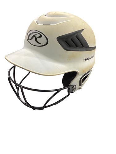 Used Rawlings 6 1/2 - 7 1/2 Batting Helmet w/Mask White MD 11347-S000264854