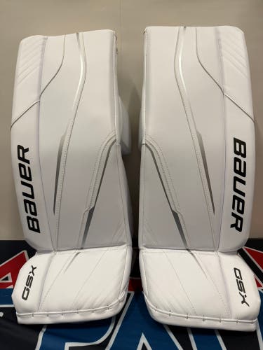 28" 2023 Bauer GSX Goalie Leg Pads (New) White/White