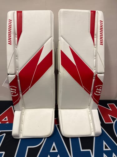 28" Junior 2024 Warrior Ritual G7 Goalie Leg Pads (New) White/Red