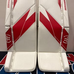 26" Junior 2024 Warrior Ritual G7 Goalie Leg Pads (New) White/Red