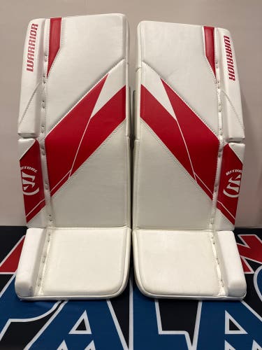 26" Junior 2024 Warrior Ritual G7 Goalie Leg Pads (New) White/Red
