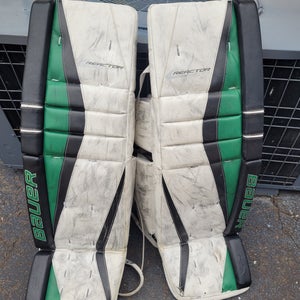 36"+1 Bauer Reactor 5000 Hockey Goalie Leg Pads (Used)White & Green