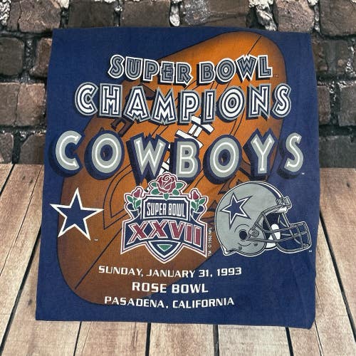 Vintage 90s Dallas Cowboys Super Bowl XXVII Champions T-Shirt Mens Size XL Rare