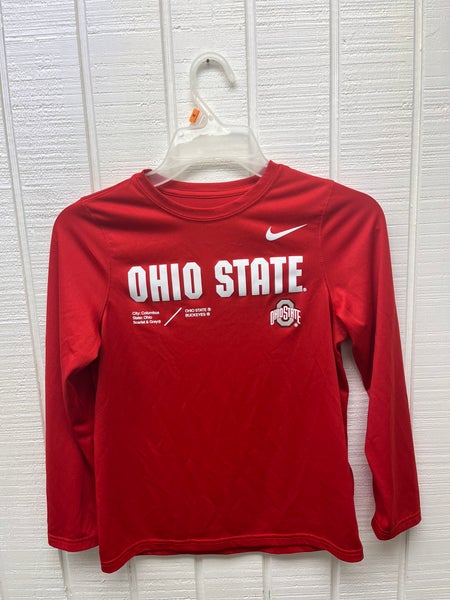 Nike Ohio State Buckeyes Dri-Fit Youth Medium LS Tee Red Sportswear College