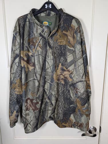 Cabelas Mens Size: 2XL Camo Fleece 1/4 Button Anorak Hunting Shirt Jacket