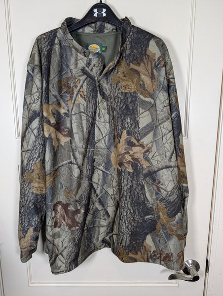 Cabelas Mens Size: 2XL Camo Fleece 1/4 Button Anorak Hunting Shirt Jacket