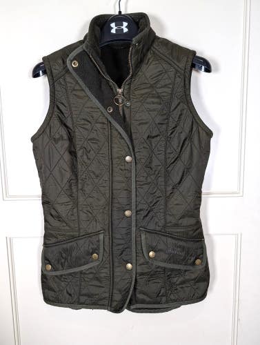 Barbour Cavalry Womens Size: 4 Quilted Gilet Vest Green Fleece Lined