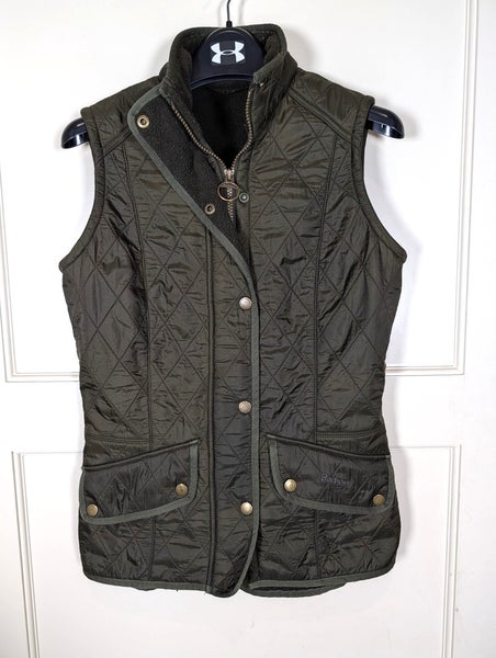 Barbour Cavalry Womens Size: 4 Quilted Gilet Vest Green Fleece Lined