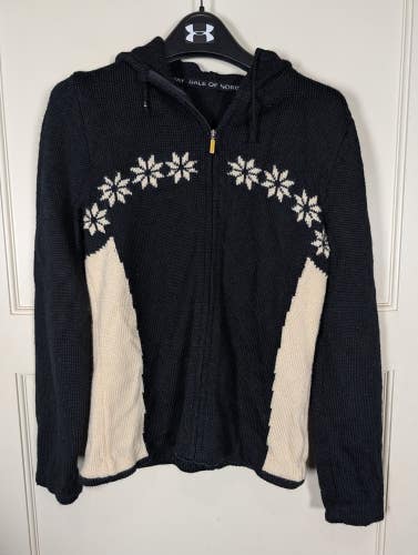 Dale of Norway Black Hooded Knit Wool Blend Jacket Size Women's S/M