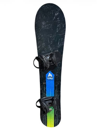 Men's GNU Snowboard All Mountain With Bindings Medium Flex Directional Twin 159 cm (Used)