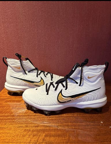 Nike Alpha Huarache NXT MCS White Gold Men's Sz 11.5 Baseball Cleats FZ8650-119