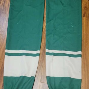 Pro Stock Edge Style Ice Hockey Socks Adult Green with Cream Slightly Used
