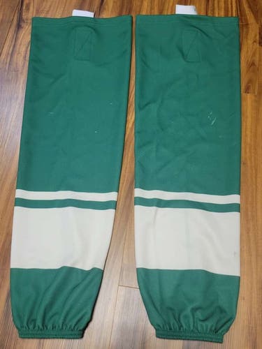 Pro Stock Edge Style Ice Hockey Socks Adult Green with Cream Slightly Used
