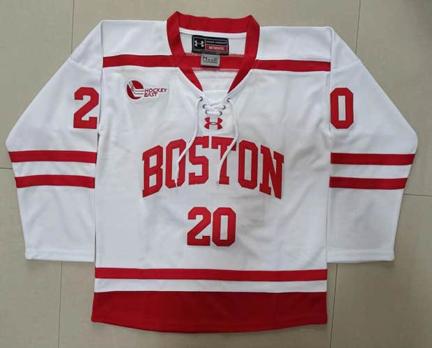 Lane Hutson Boston University Terriers White Road Jersey - 46 - READ DESCRIPTION BEFORE BUYING