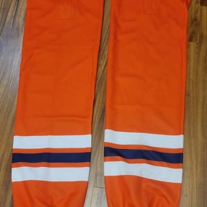 Pro Stock Edge Style Ice Hockey Socks Adult Orange with White and Navy New