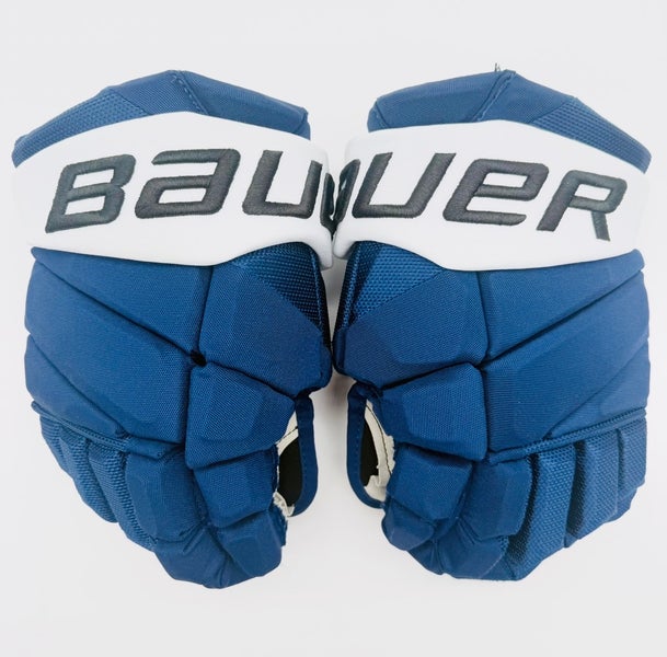 Nearly New Tampa Bay Bauer Vapor Hyperlite Hockey Gloves-13"-Grey Clarino Palms-Custom Short Cuffs