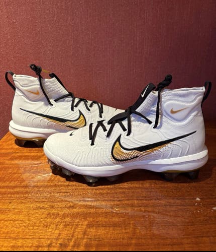 Nike Alpha Huarache NXT MCS White Gold Men's Sz 14 Baseball Cleats FZ8650-119