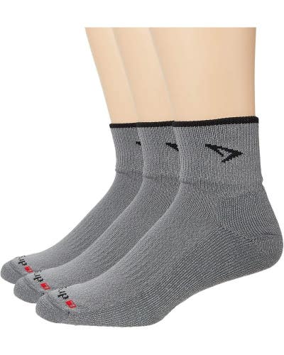Drymax 1/4 Crew Socks Unisex Large Gray Turn Down Activewear 3-Pack DDR2900