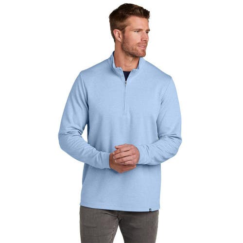 Travis Mathew Coveside Top Men's Large Light Blue Heather 1/4-Zip Active DDR2910
