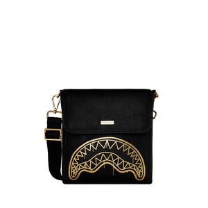Sprayground Gold FANG Messenger Sling Bag Unisex Black Crossbody Strap SPR221