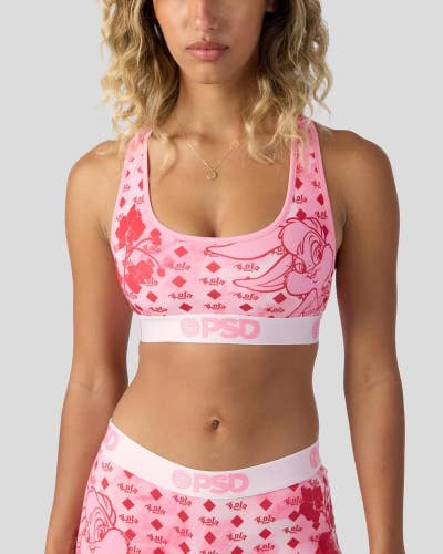 PSD Looney Tunes Lola Lux Sports Bra Womens Medium Pink Racerback Active DDR2906