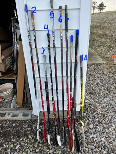 10 broken hockey sticks