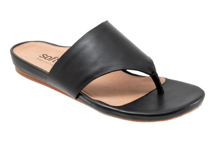 SoftWalk Chandler S2306-001 Sandals Womens US 7.5 Black Leather Slip-On HAWK3188