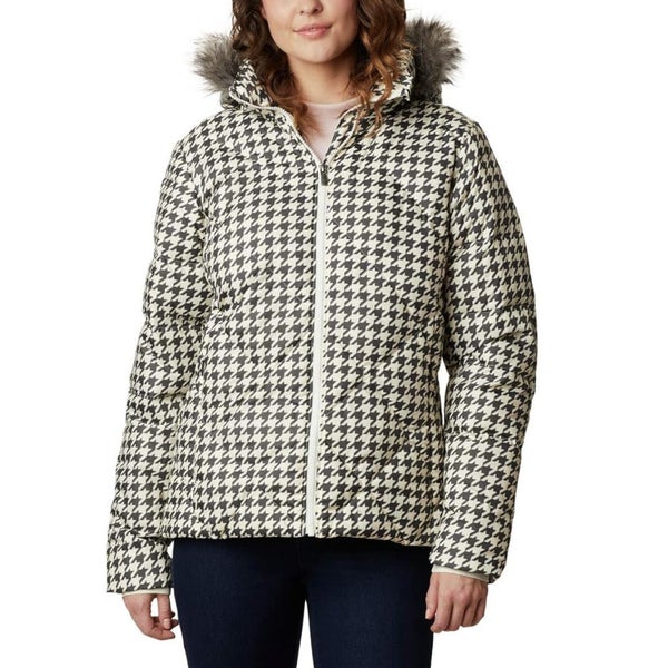 Columbia ICY Heights II Down Jacket Women's 2XL White Hooded Full Zip KFC478