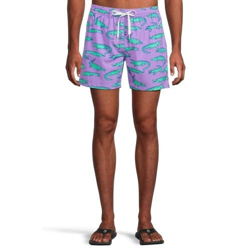 Chubbies The Gem Glades Swim Trunks Mens S Purple Stretch Built-In Brief DDR2878