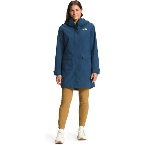 The North Face City Breeze Rain Parka II Jacket Women's Small Blue Hooded KFC498