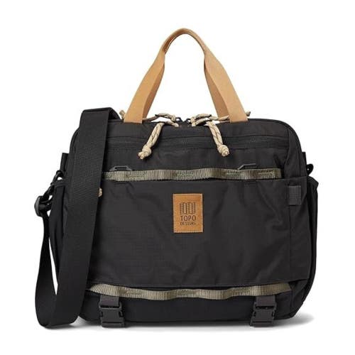 Topo Designs Mountain Bag Unisex Black Beige Adjustable Crossbody Strap DDR3176