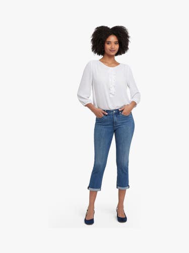 NYDJ Chloe Capri Jeans Women's 6 Petite Costa Brava Denim Cuffed Skinny DDR2371