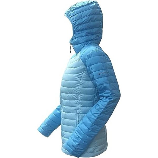 Columbia White Out Ll Jacket Womens Medium Blue Omni Heat Hooded Full Zip KFC353