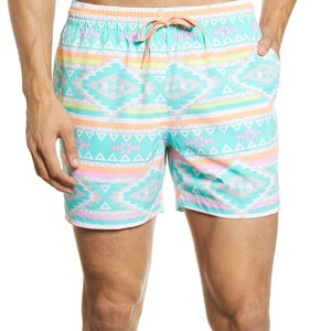 Chubbies The En Fuegos Swim Trunks Men's Medium Blue Drawstring Waist DDR2700