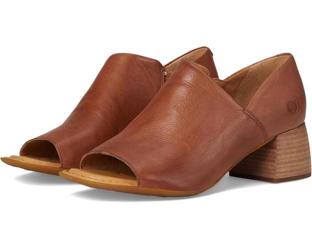 Born Sher Sandals Women's US 9 Brown Leather Square Toe Block Heel HAWK3189