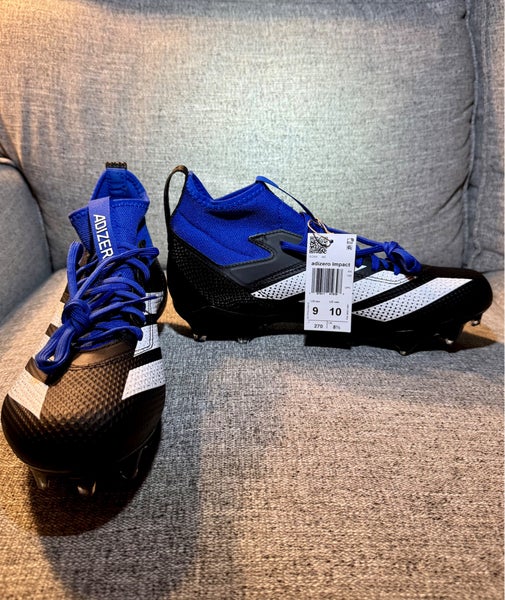 Adidas Adizero Impact Football Cleats Black/Blue – Size 9 – NEW w/ Tags – Lightweight Speed