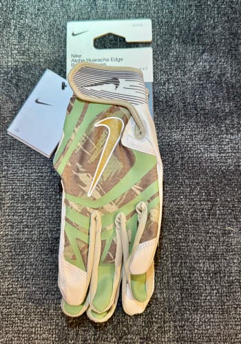 Nike Alpha Huarache Edge Batting Gloves – Camo/Volt – Adult Medium – New w/ Tags
