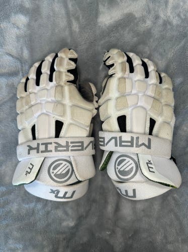 White Maverik MX Lacrosse Gloves (Used)