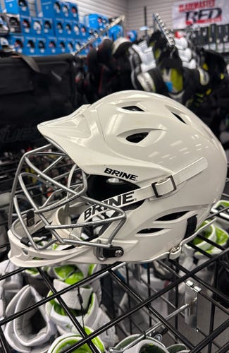 Used Brine STR youth kids White lacrosse lax Helmet player attack midfield kid