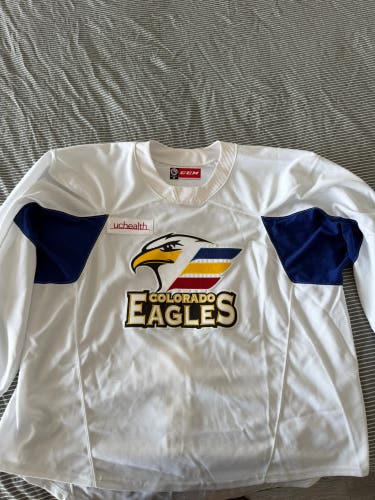 CCM QuickLite Colorado Eagles Pro Stock Practice Jersey White Goalie Cut