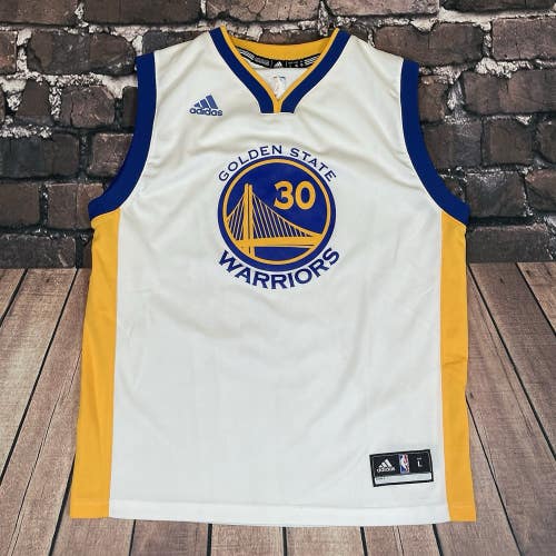 Steph Curry Adidas Basketball Jersey Golden State Warriors White YOUTH Large