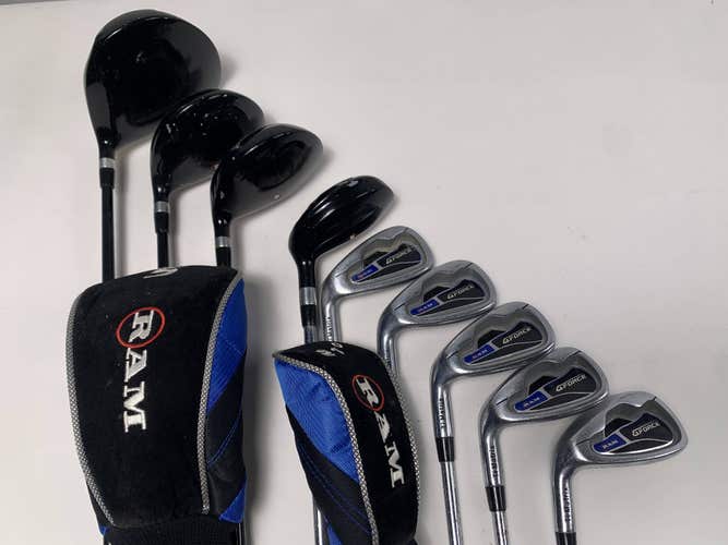 Ram G-Force Club Set Driver 3W 5W 4H 5 , 6-9 Iron Regular Steel Mens LH HC