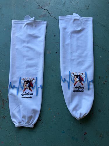 White Senior K1 Socks Pro Stock (Used) Johnstown Tomahawks NAHL