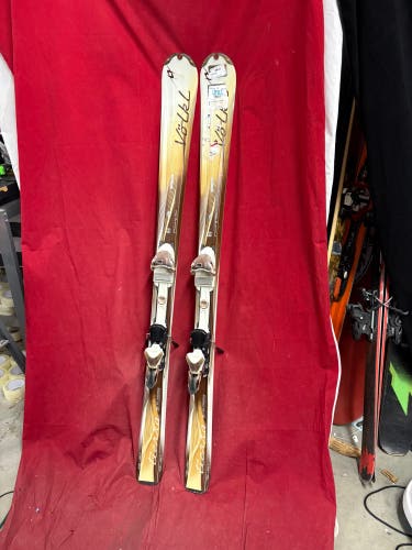 Skis: Volkl Attiva Tierra women's all-mountain skis, 154cm. Bindings: Marker, binding Range: 271-301