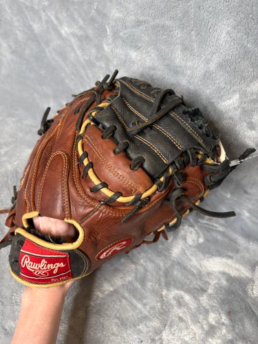Brown Rawlings Sandlot RH Catcher's Baseball Glove 33" (Used)