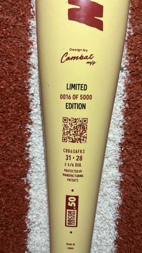 2025 Combat MFG Spec A1 Alloy BBCOR Certified Bat (-3) 28 oz 31" (Used)